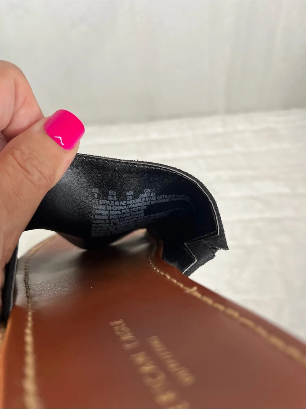 American Eagle Black Suede Espadrille Flatform Slide Sandals Size 8